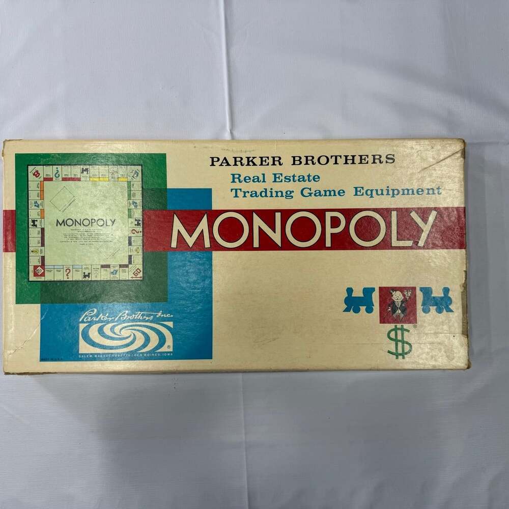 VTG 1961 Parker Brothers Monopoly Real Estate Trading Game Board Game Incomplete